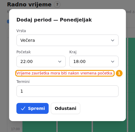 Crveni tekst ispod polja Kraj (1)