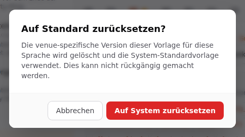 Die Frage vor dem Zurücksetzen