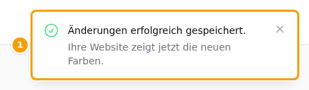 Die grüne Meldung mit der Nachricht, dass die Website jetzt die neuen Farben zeigt (1)