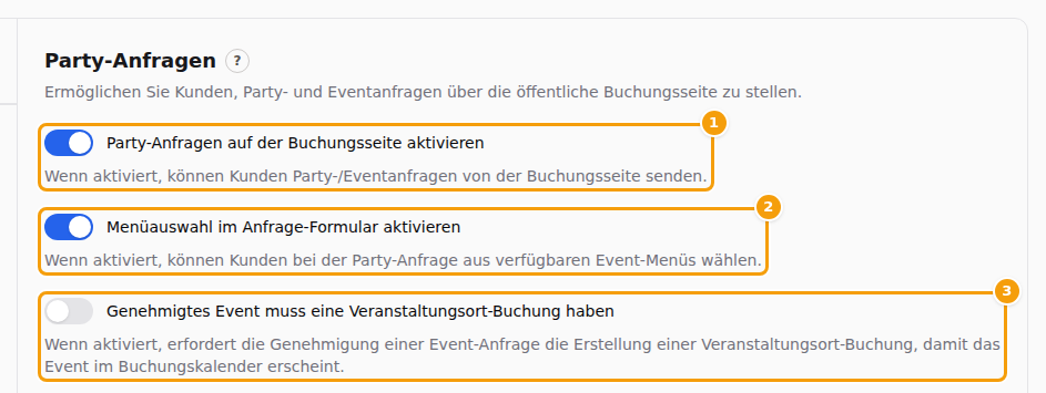 Die ersten drei Schalter (1) (2) (3)