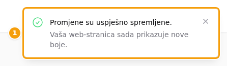 Zelena poruka s obavijesti da web-stranica sada prikazuje nove boje (1)