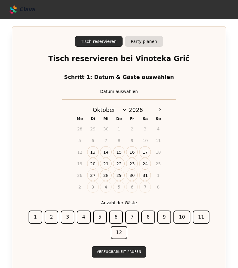 Ihre Standard-Buchungsseite — das sehen Gäste, während Ihre Website ausgeblendet ist