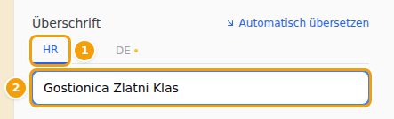Der Tab HR (1) mit der kroatischen Überschrift (2)