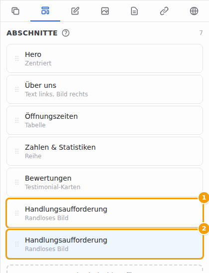 Das Original (1) und seine Kopie direkt darunter (2)