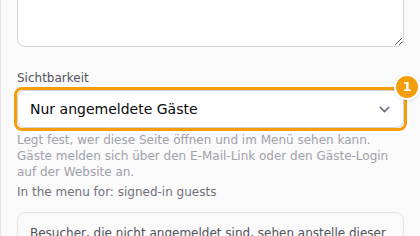 Die Auswahl Sichtbarkeit in den Seiteneinstellungen (1)