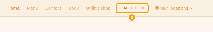 The language switcher in the menu bar of your website (1)