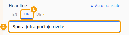 The HR tab (1) with the Croatian headline (2)