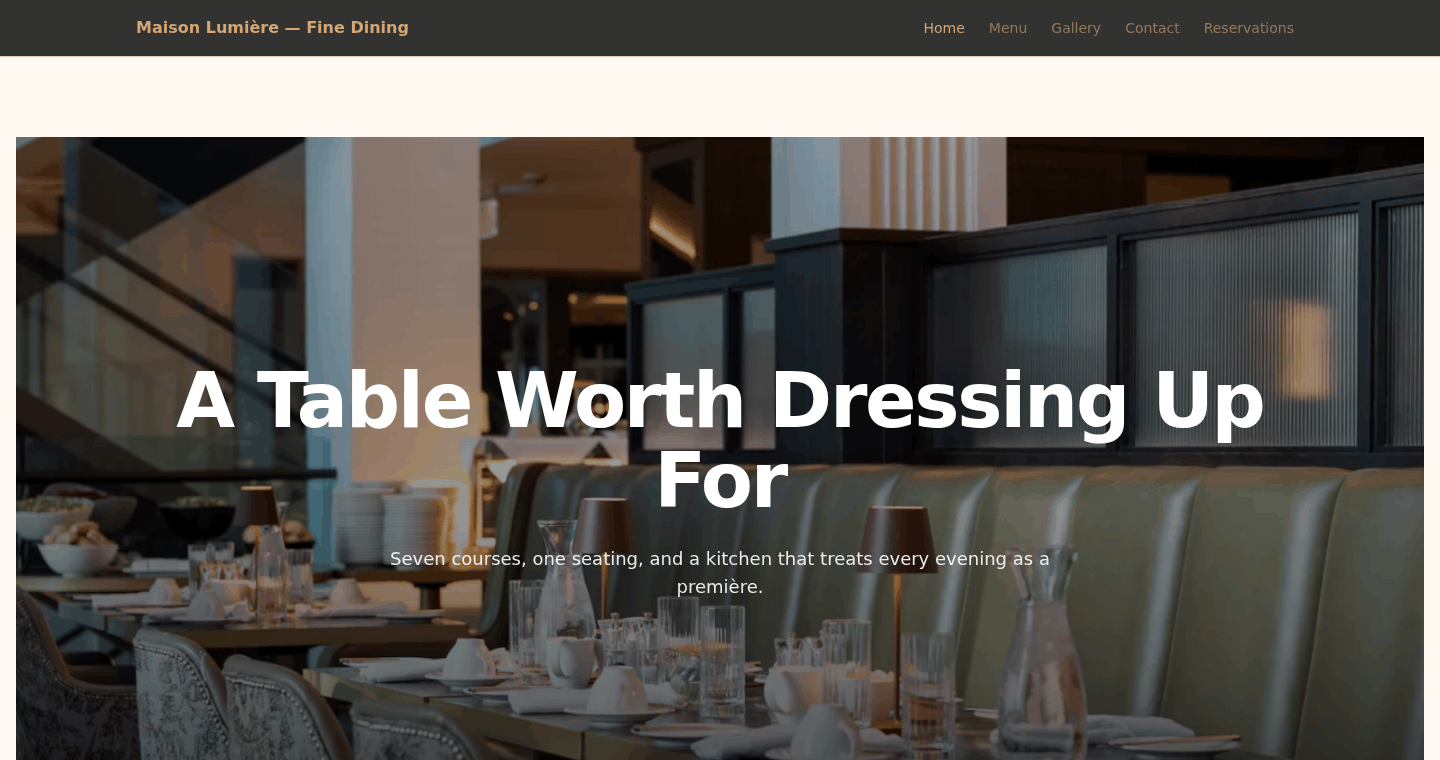 A website made with the editor, as guests see it