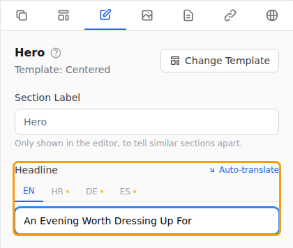 Changing the headline of the top section in the side panel