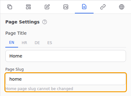 The web address of the home page can't be changed