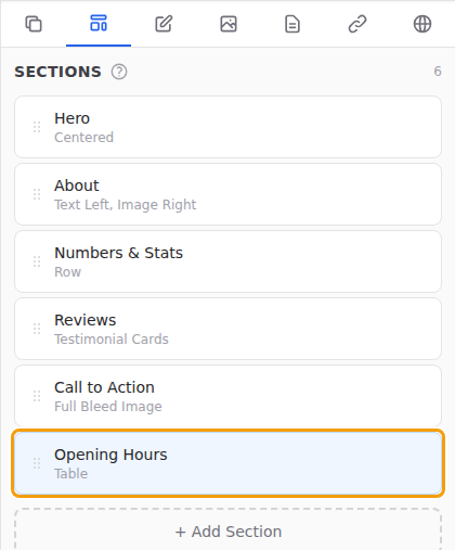 The new section at the bottom of the list