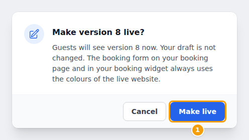 Make version 8 live? — Guests will see version 8 now. Your draft is not changed.