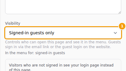 The Visibility choice in the page settings (1)