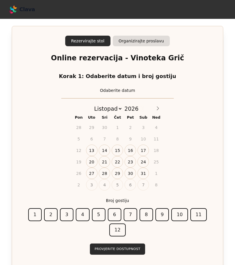 Vaša standardna stranica za rezervacije — ono što gosti vide dok je vaša web-stranica skrivena