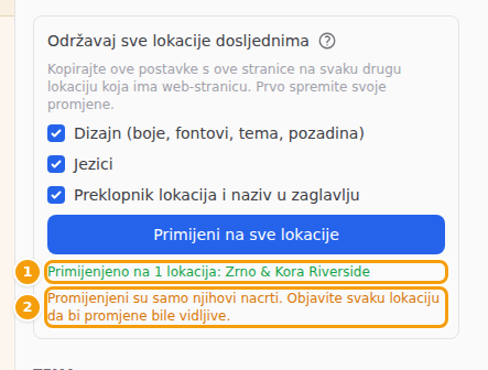 Primijenjeno na 1 lokaciju (1) — promijenjeni su samo njihovi nacrti (2)