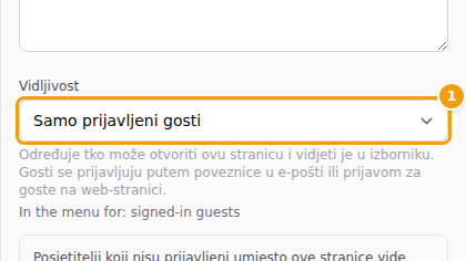 Izbor Vidljivost u postavkama stranice (1)