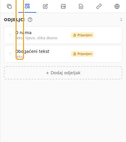 Na kartici Odjeljci lokot ili vrata označavaju odjeljke koji nisu za sve (1)